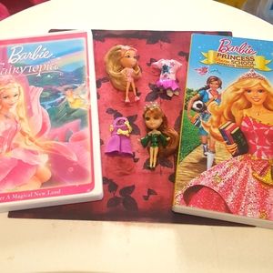 Barbie PEEK A BOO PETITES and 2 Barbie DVDs